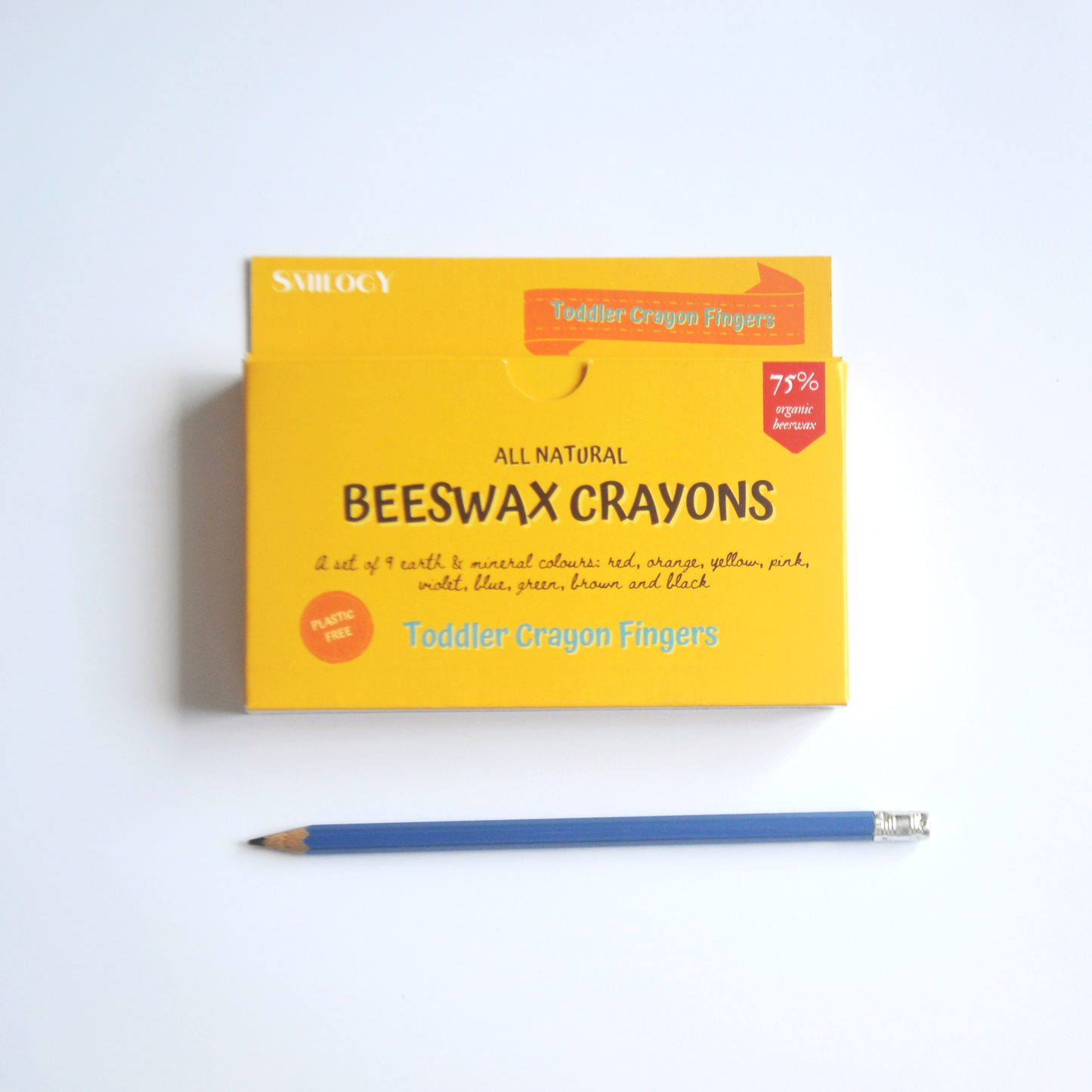 Non-Toxic Handmade Beeswax Crayon Fingers Closed Box with a pencil to see size