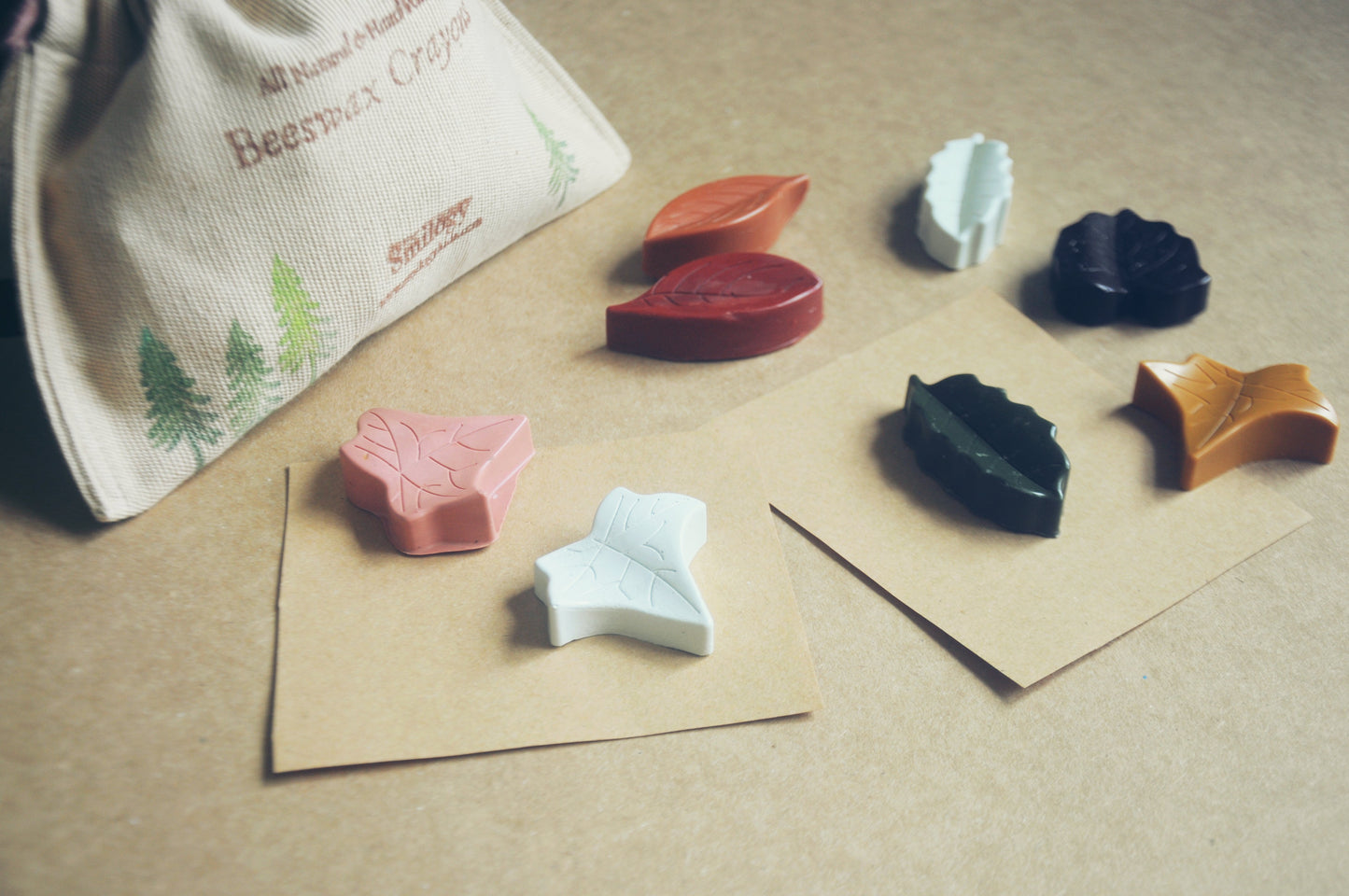 Leaf-Shaped Beeswax Crayons – Woodlands Edition