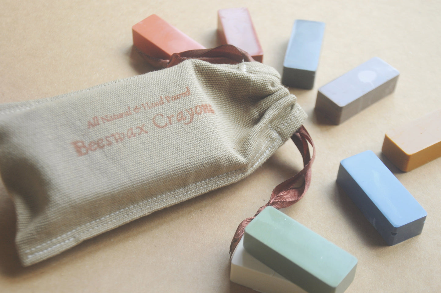 Beeswax Block Rubbing Crayons | Set of 8 Crayons in Soft Pastel Shades