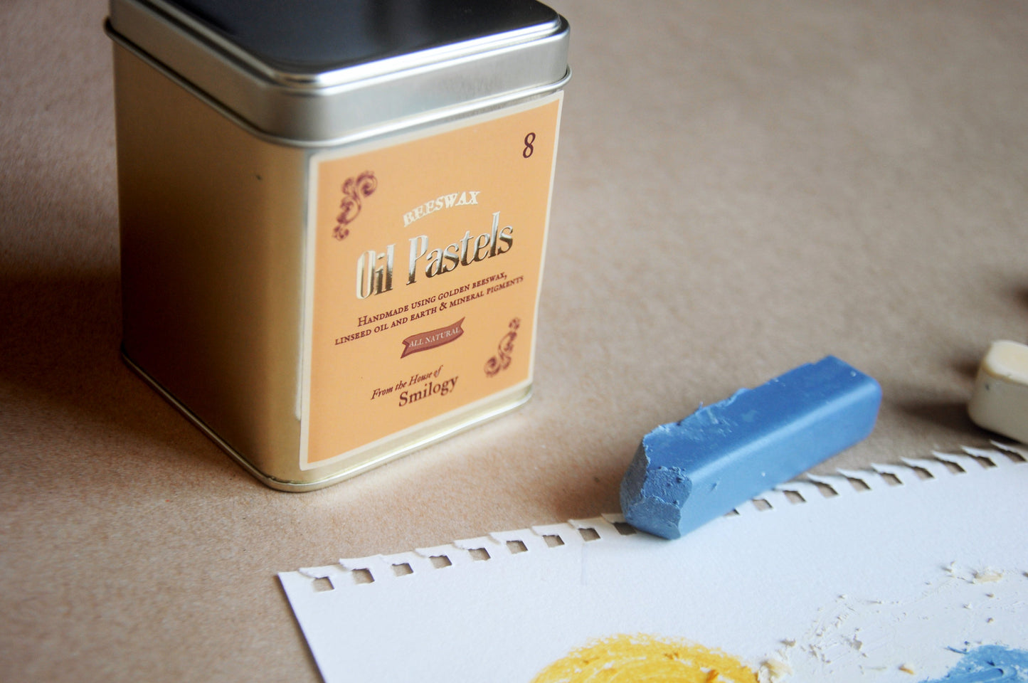 All Natural Beeswax Oil Pastels | Set of 8 Oil Pastels in Soft Pastel Colours