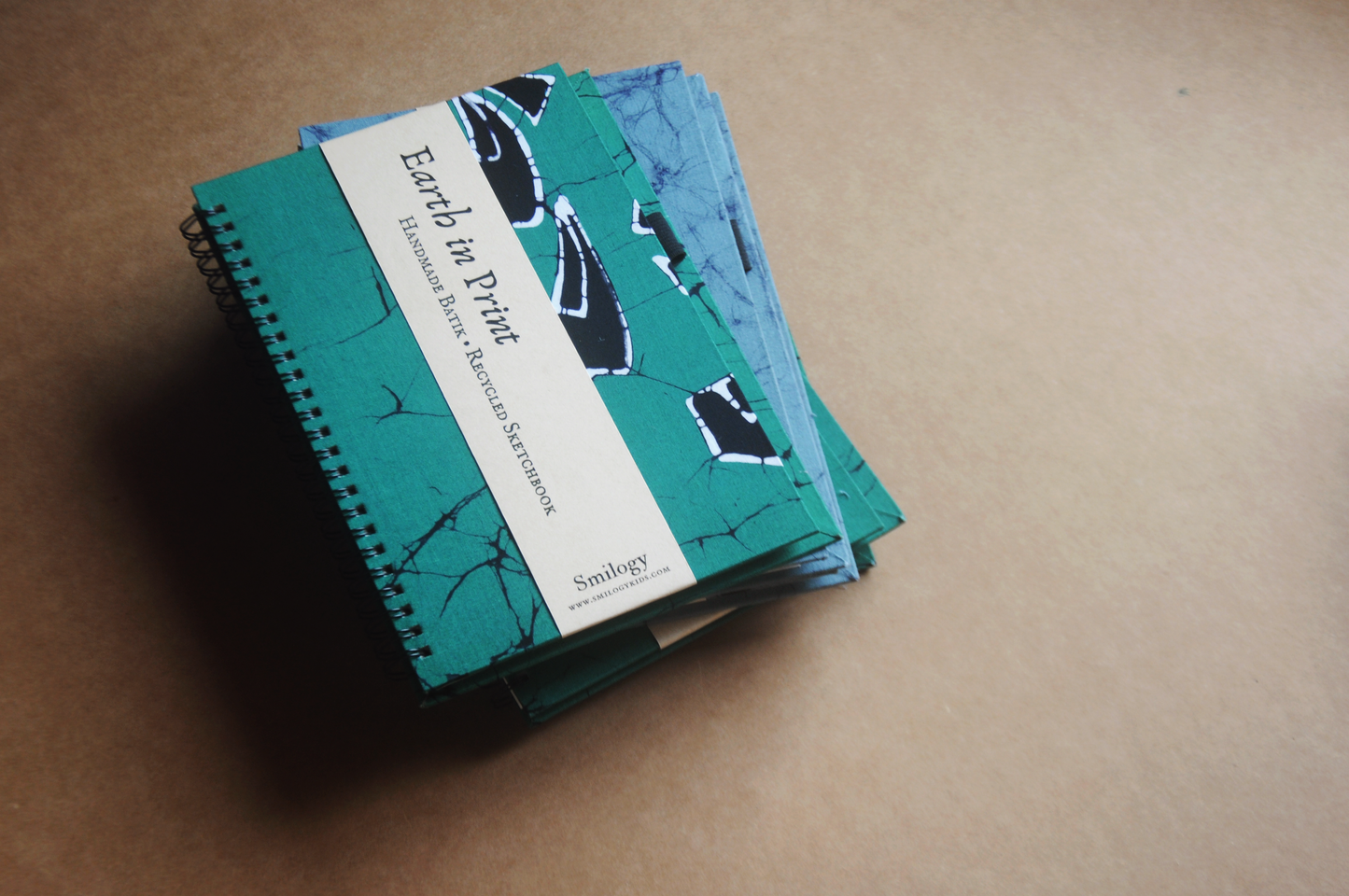 Earth in Print – Handmade Emerald Green Batik Sketchbook | Recycled Paper
