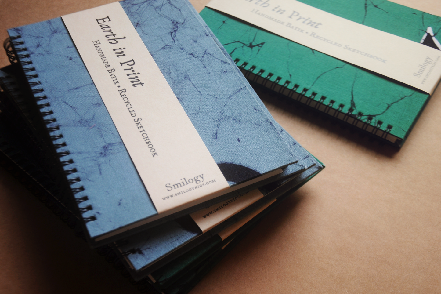 Earth in Print – Handmade Blue-Grey Batik Sketchbook | Recycled Paper