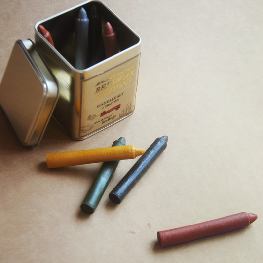 Standard Set of 10 Natural Beeswax Crayons in a Tin