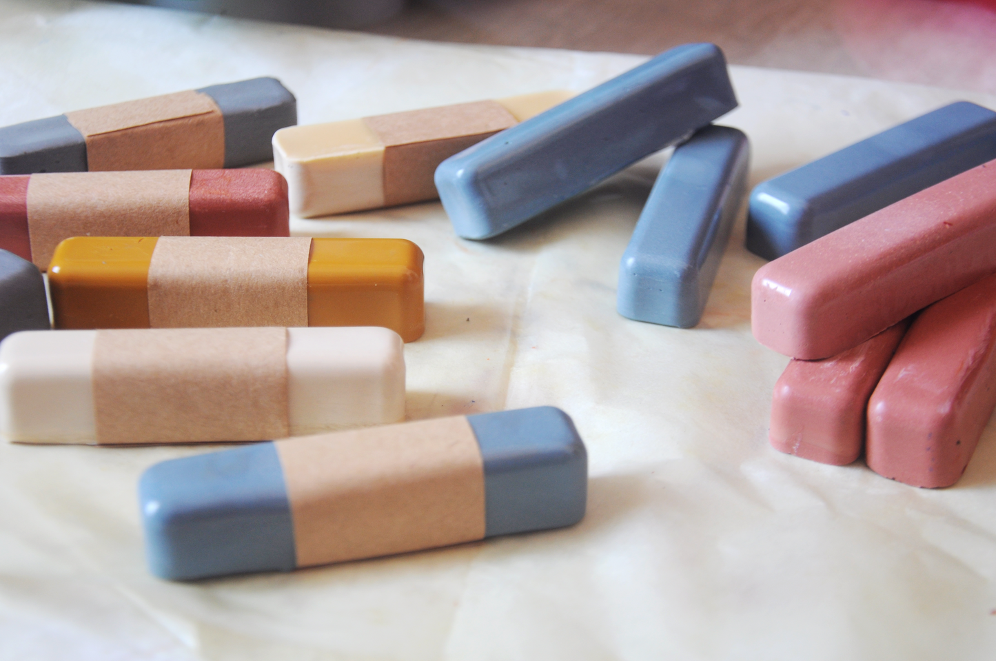 All Natural Beeswax Oil Pastels | Set of 5 Oil Pastels in Soft Pastel Colours
