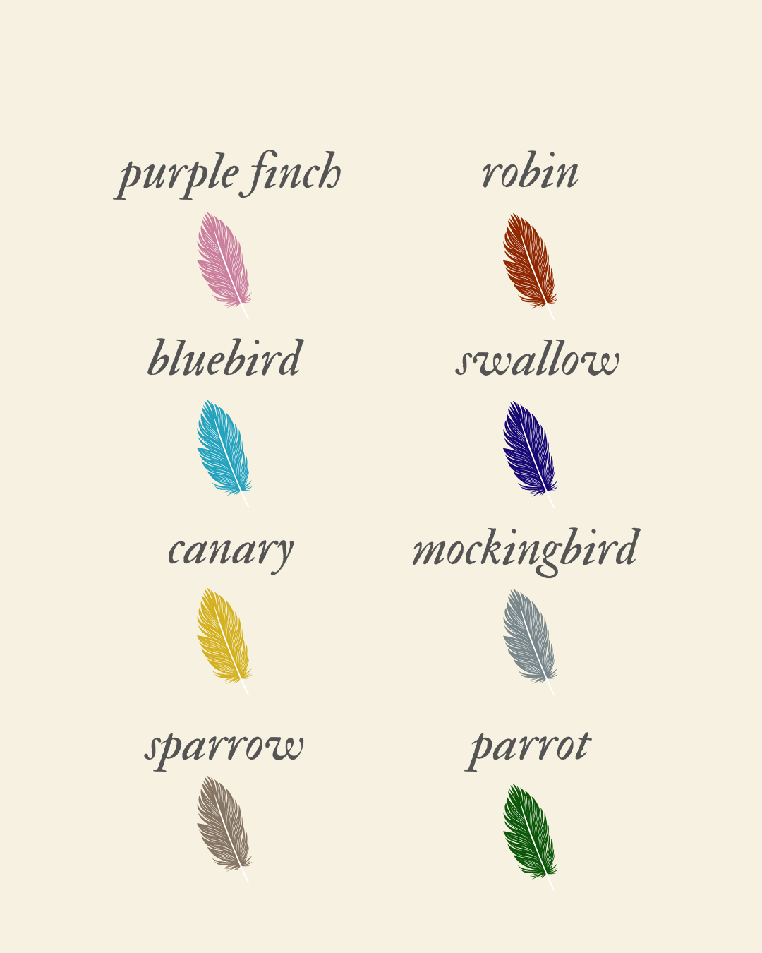 Birdsong | 8 Feather Beeswax Crayons in a Handloom Cotton Pouch