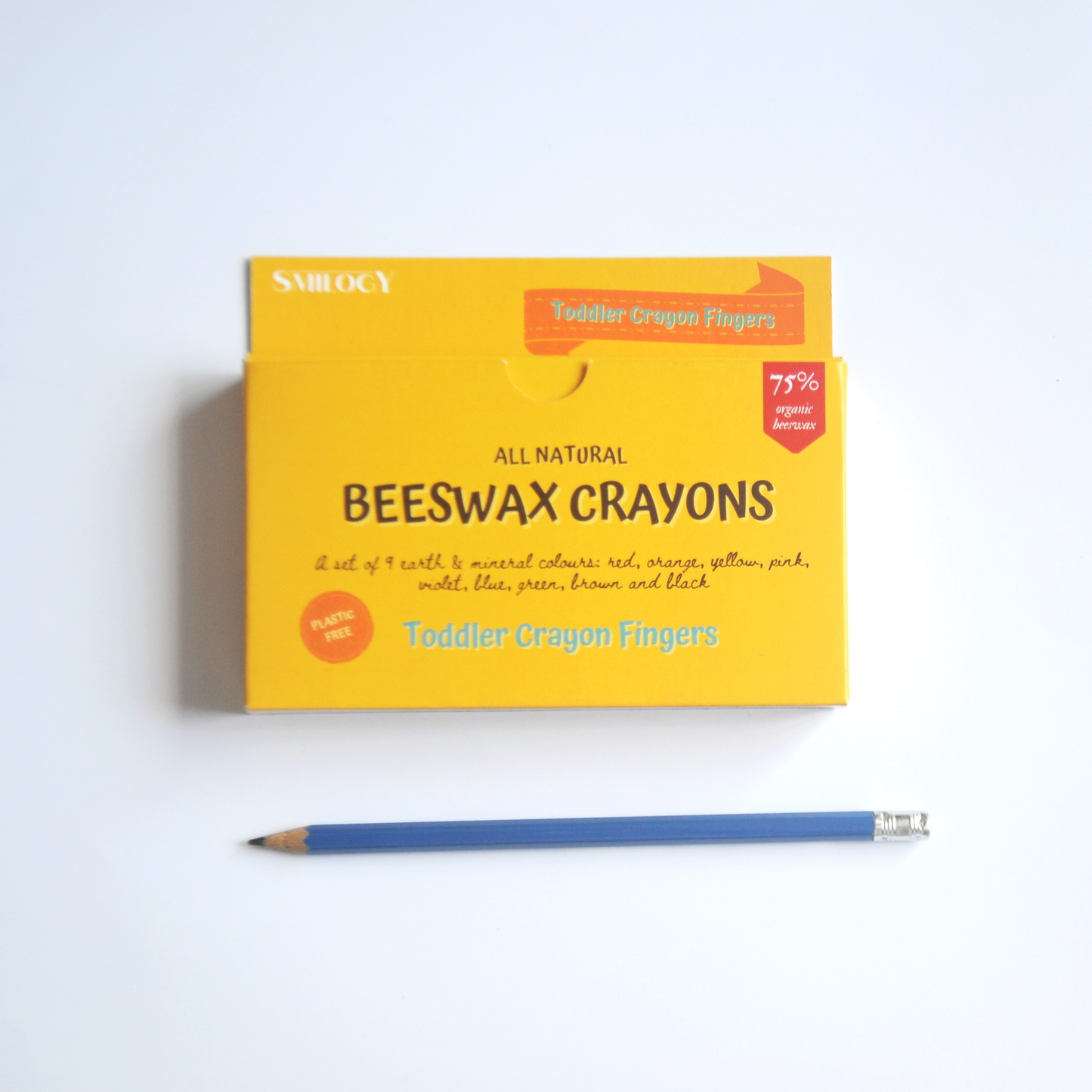 Non-Toxic Handmade Beeswax Crayon Fingers Closed Box with a pencil to see size 