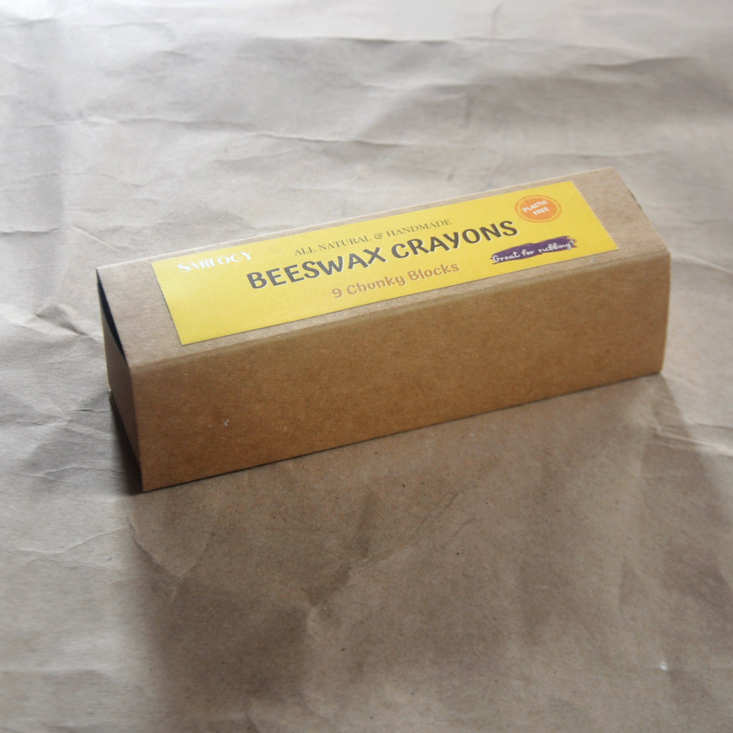 organic beeswax block crayons for rubbing. Closed box