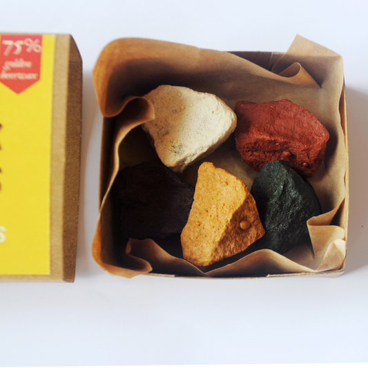 ALL NATURAL BEESWAX ROCK CRAYONS open box next to box cover