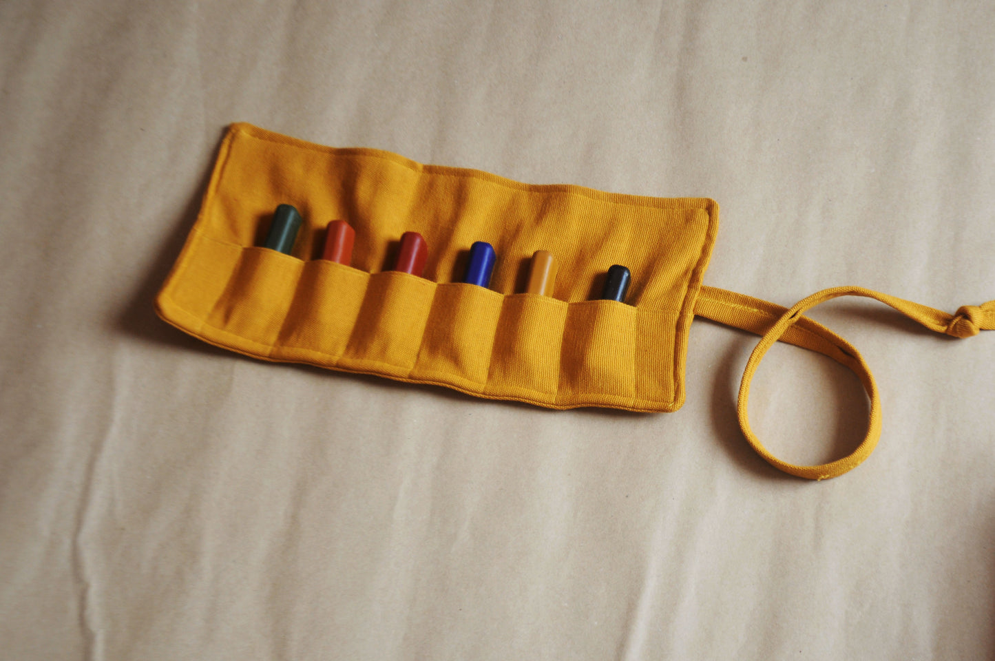 All Natural & Hand Poured Beeswax Crayon Fingers Set of 6 Colours in a Cotton Roll