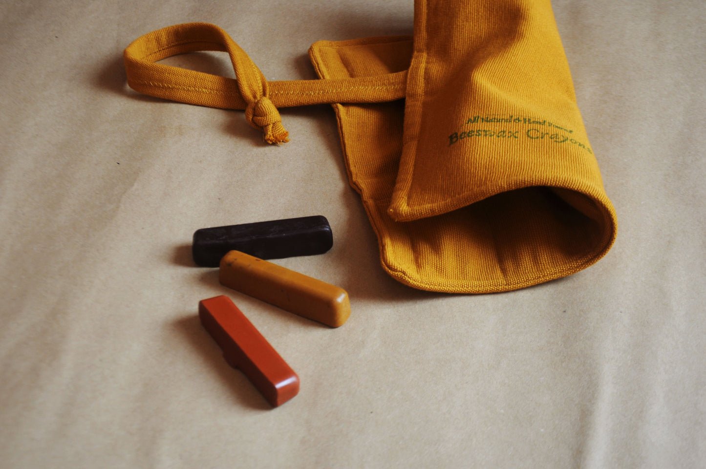 All Natural & Hand Poured Beeswax Crayon Fingers Set of 6 Colours in a Folded Cotton Roll