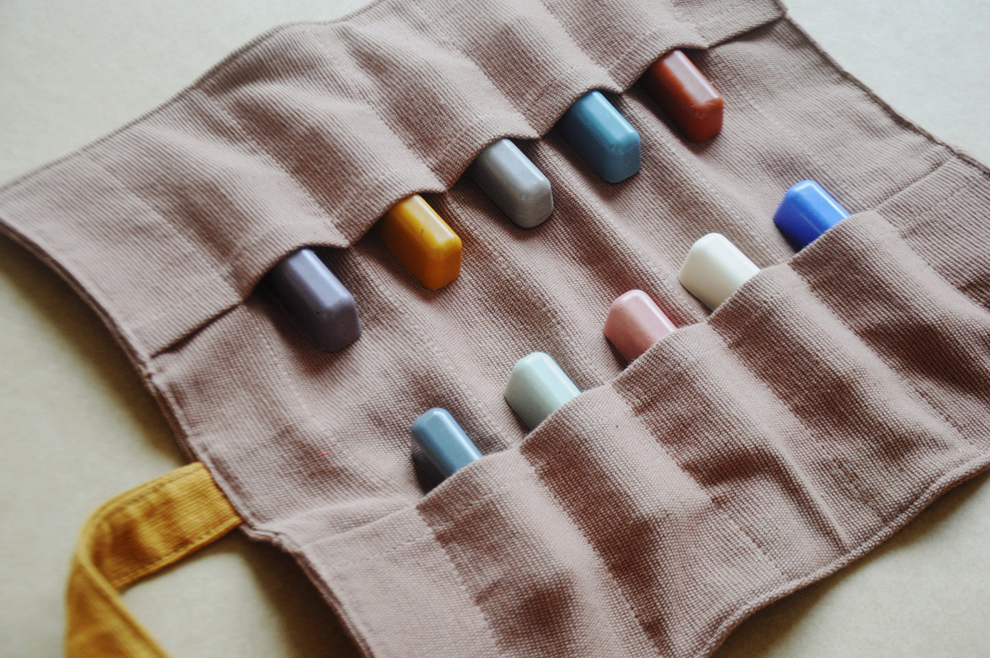 Toddler Beeswax Crayon Fingers in a Crayon Roll | Set of 10 Crayons