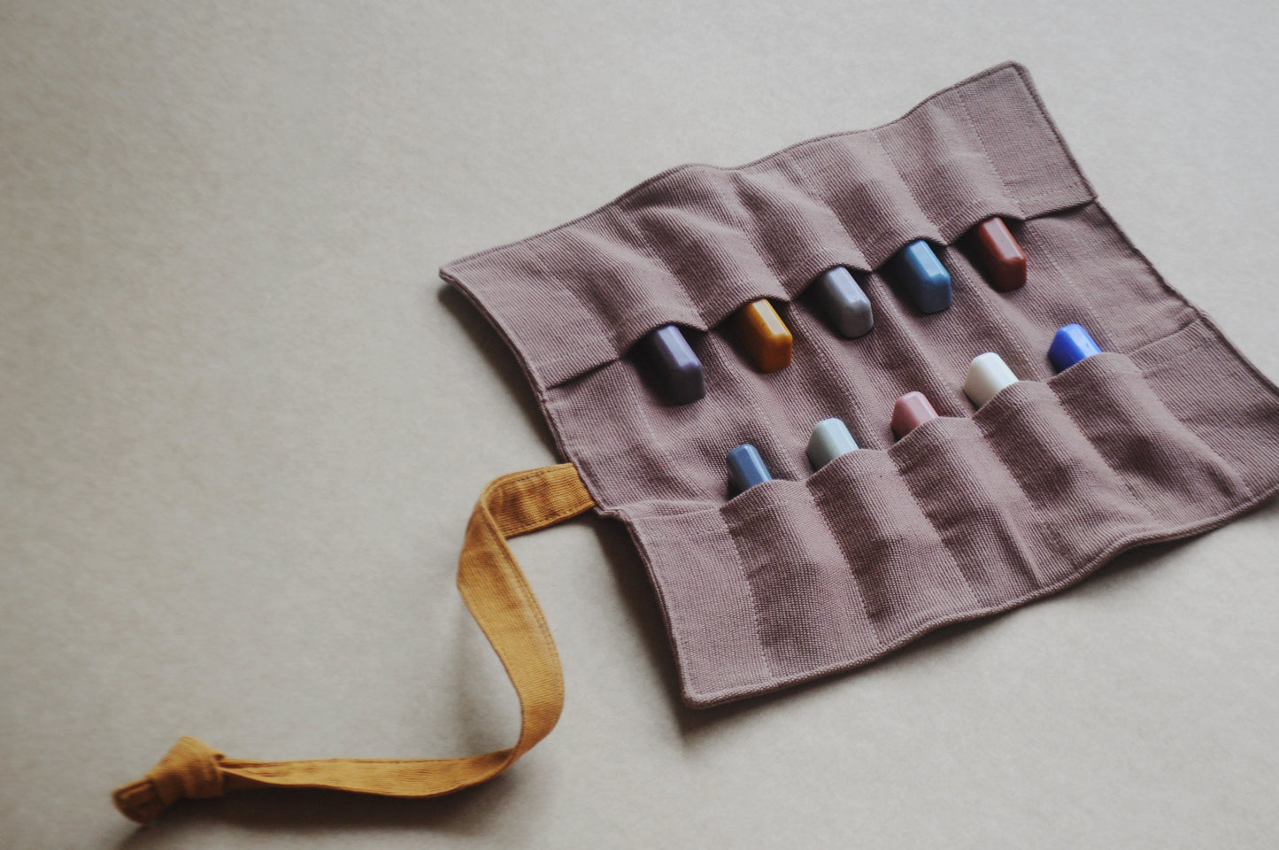 Toddler Beeswax Crayon Fingers in a Crayon Roll | Set of 10 Crayons