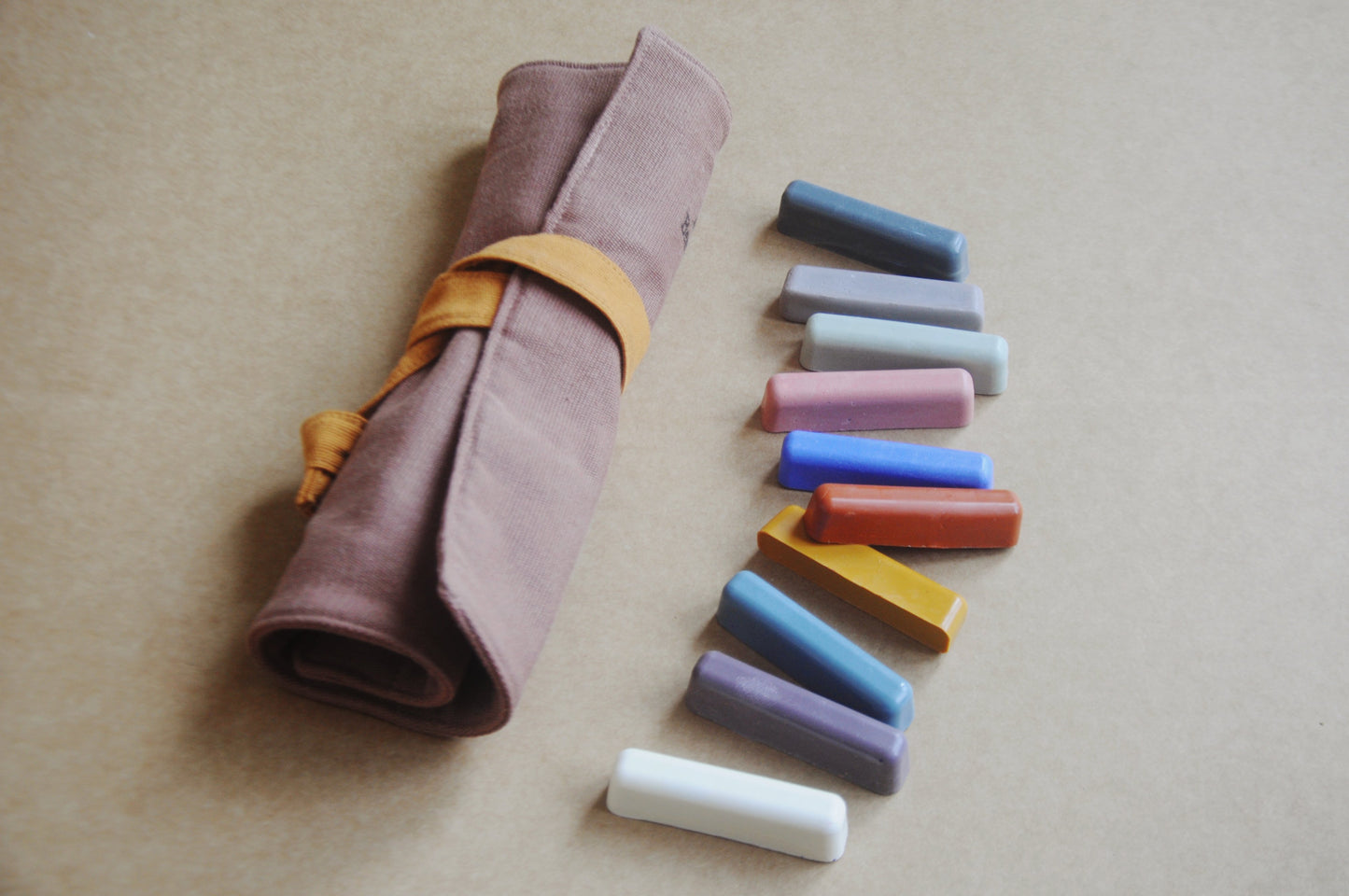 Toddler Beeswax Crayon Fingers in a Crayon Roll | Set of 10 Crayons