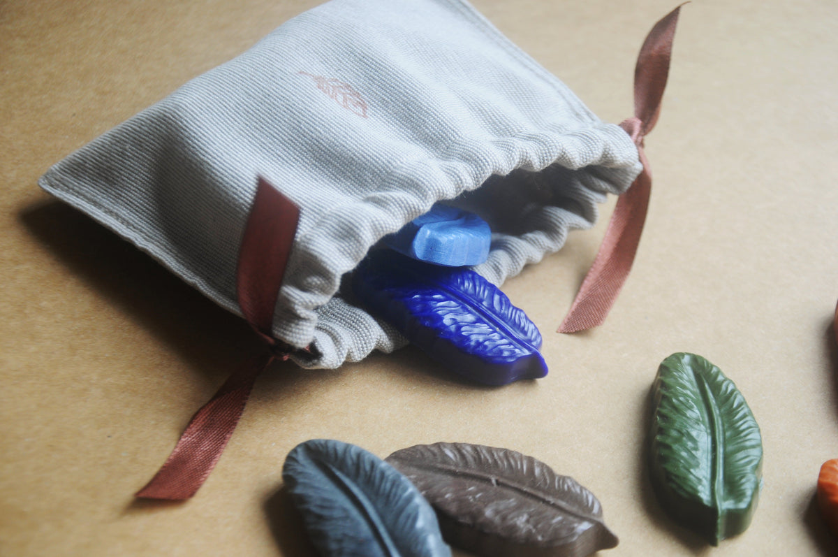 Birdsong | 8 Feather Beeswax Crayons in a Handloom Cotton Pouch