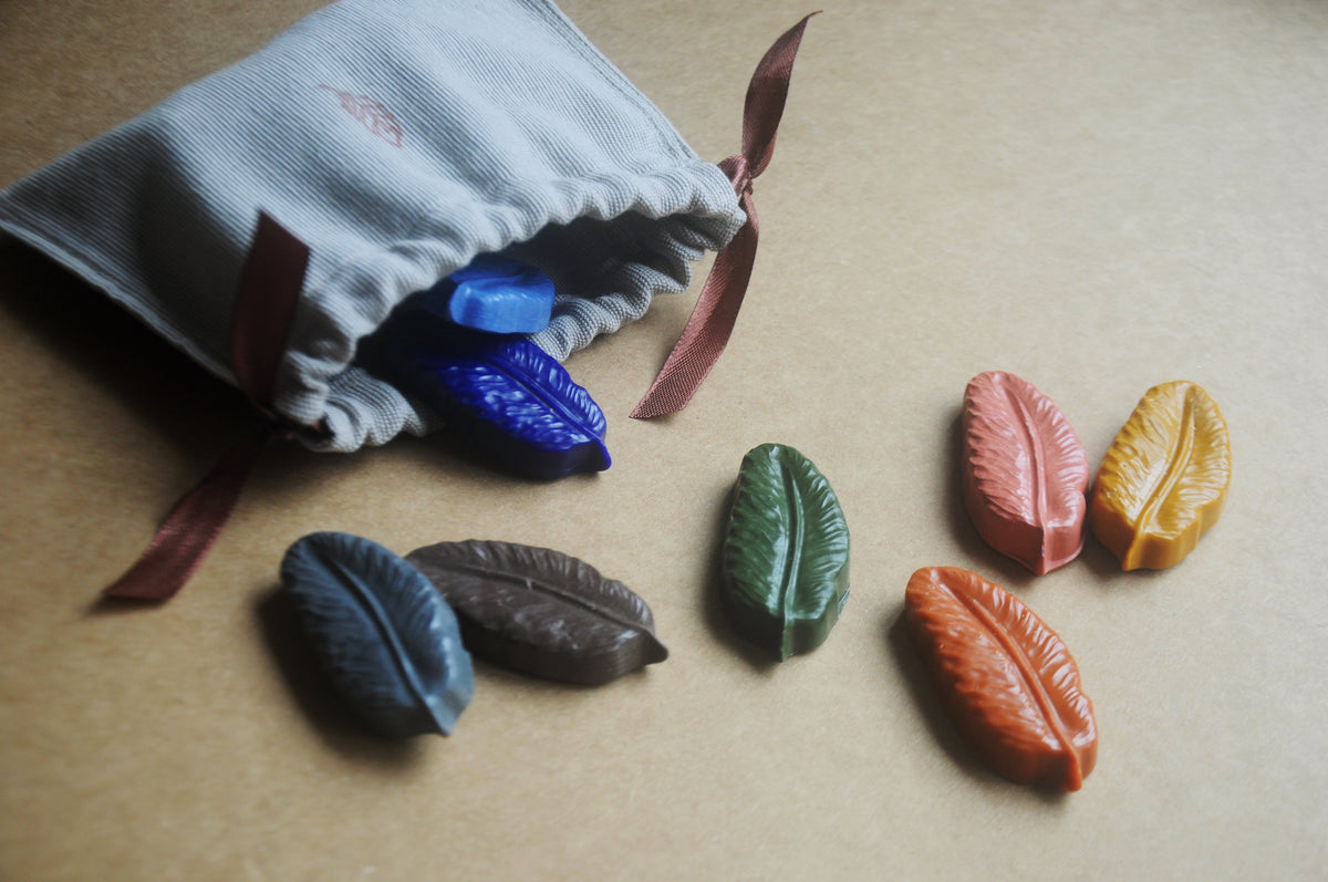 Birdsong | 8 Feather Beeswax Crayons in a Handloom Cotton Pouch