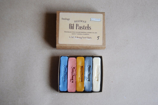 All Natural Beeswax Oil Pastels | Set of 5 Oil Pastels in Soft Pastel Colours