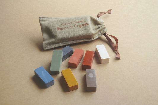 Beeswax Block Rubbing Crayons | Set of 8 Crayons in Soft Pastel Shades