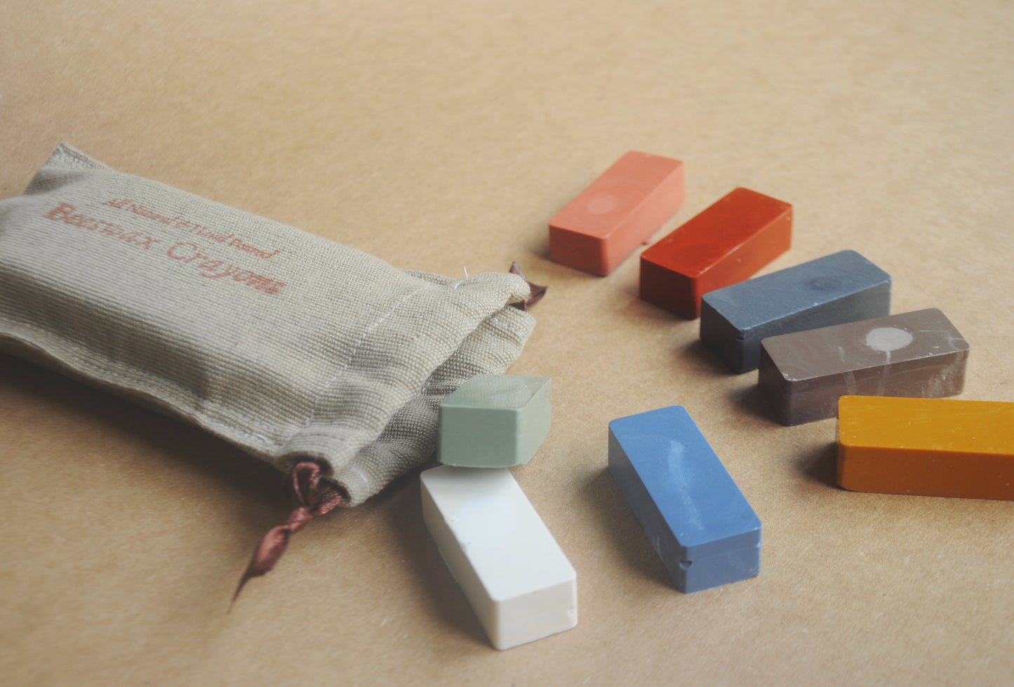 Beeswax Block Rubbing Crayons | Set of 8 Crayons in Soft Pastel Shades