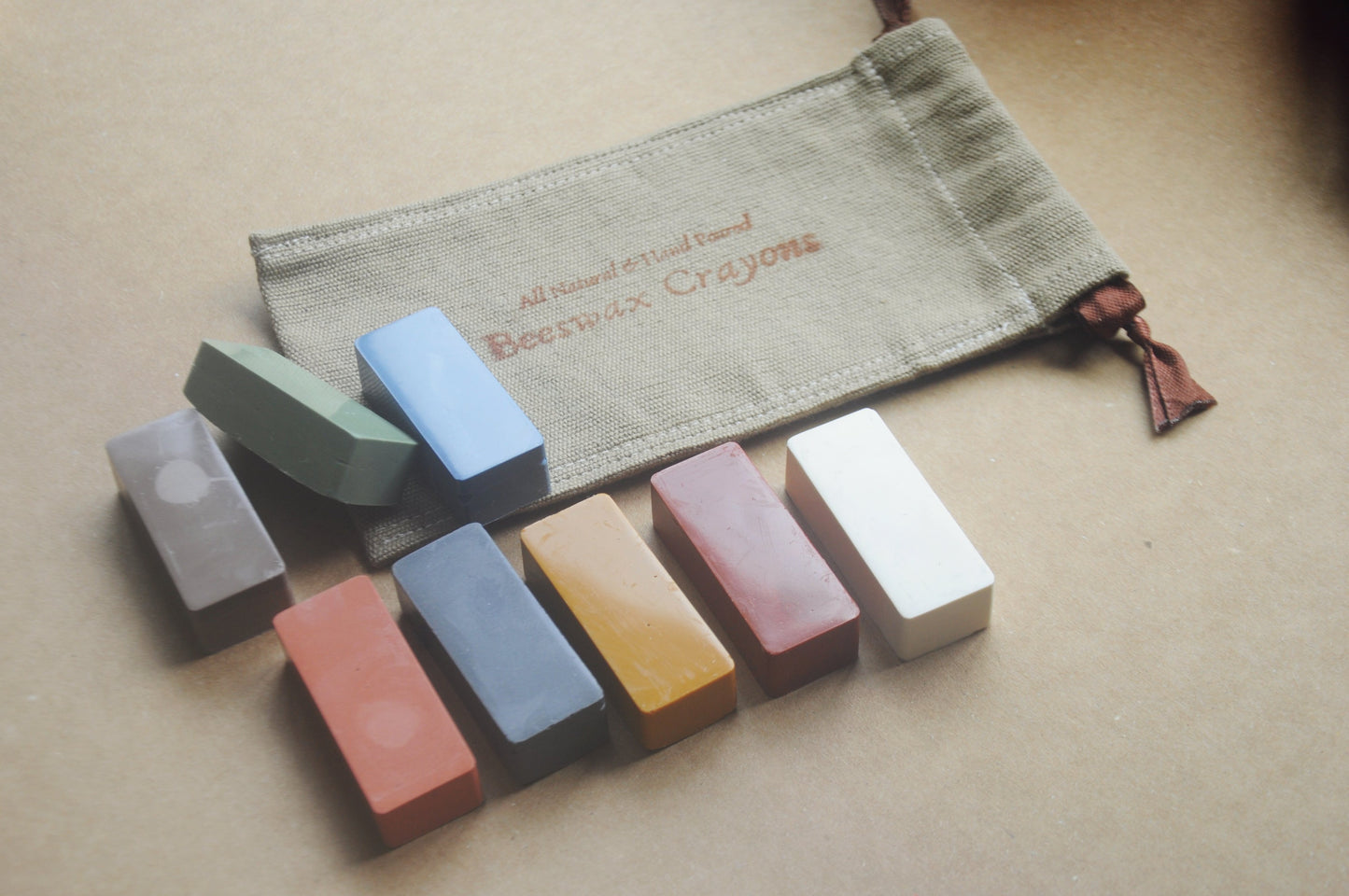 Beeswax Block Rubbing Crayons | Set of 8 Crayons in Soft Pastel Shades