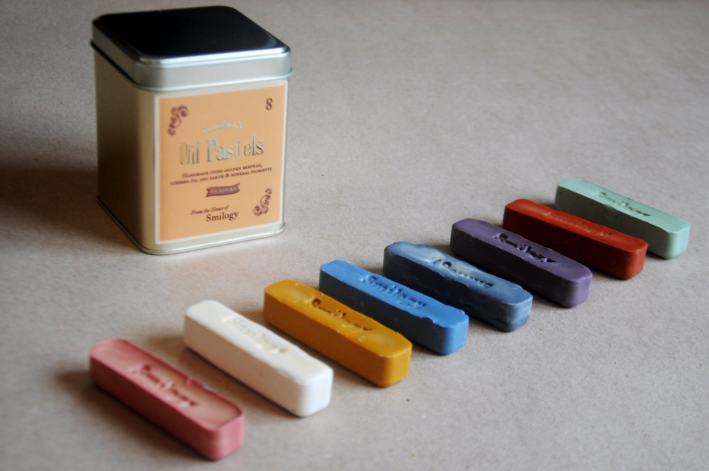 All Natural Beeswax Oil Pastels | Set of 8 Oil Pastels in Soft Pastel Colours