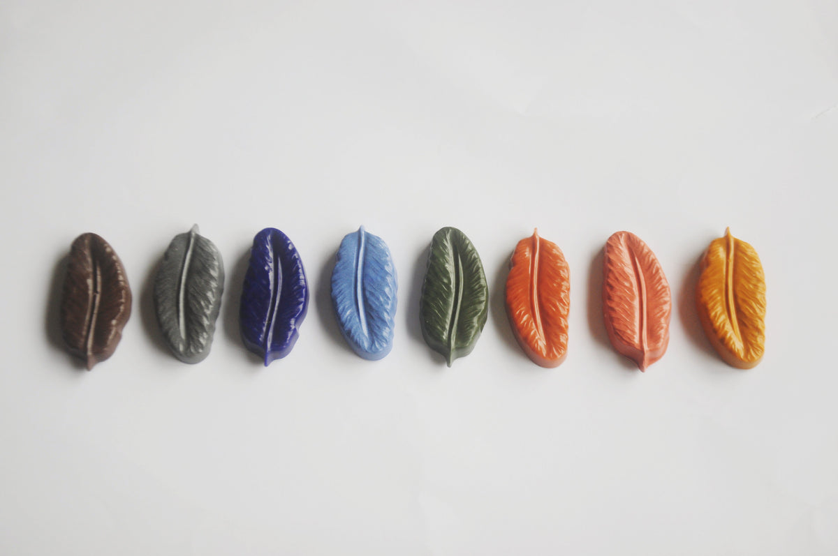 Birdsong | 8 Feather Beeswax Crayons in a Handloom Cotton Pouch