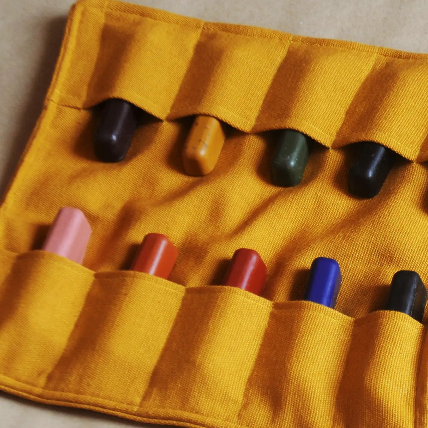 Toddler Beeswax Crayon Fingers in a Crayon Roll | Set of 10 Crayons