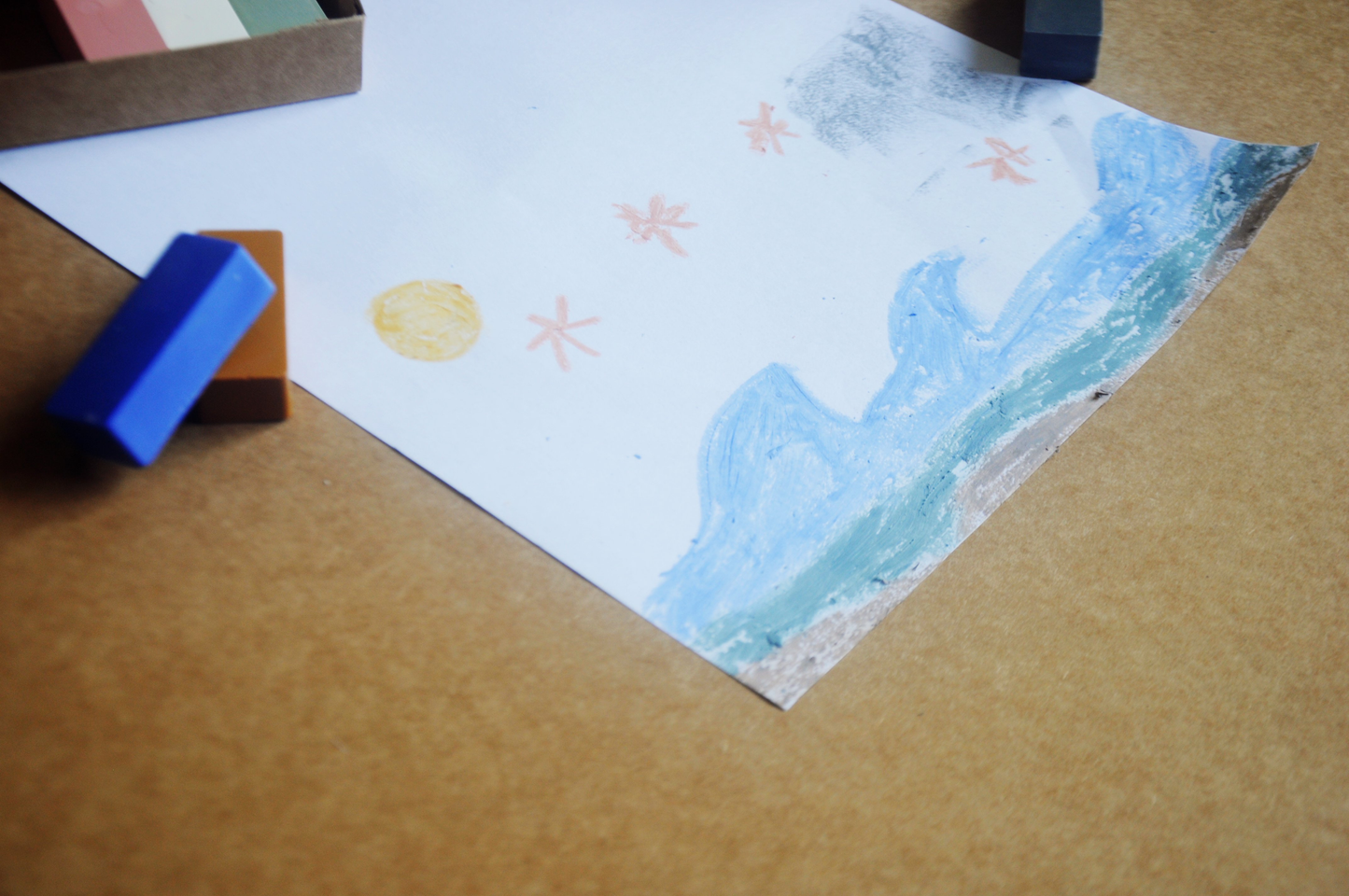 Beeswax Block Rubbing Crayons | Set of 8 Crayons in Soft Pastel Shades