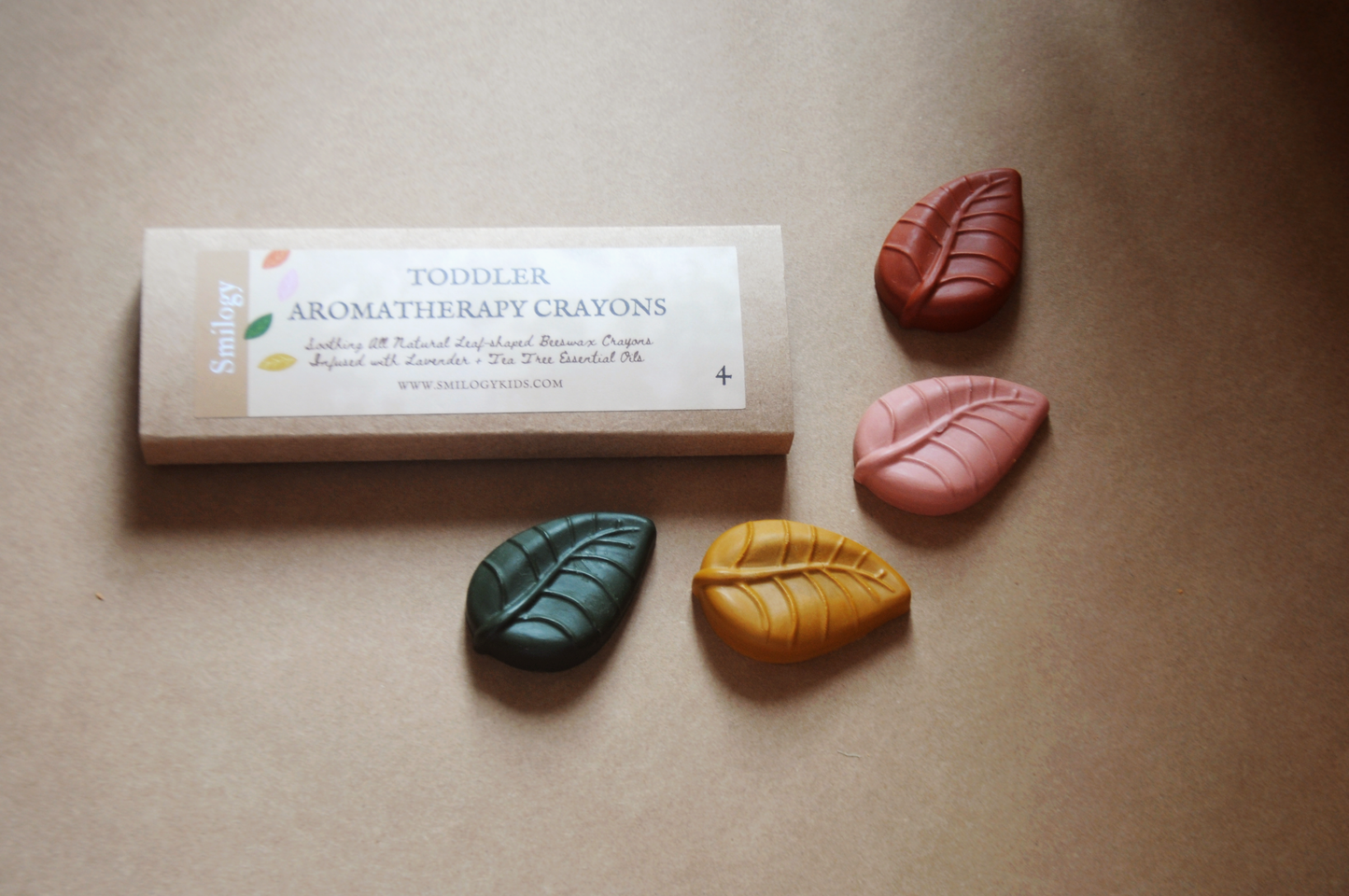 Aromatherapy Beeswax Crayons | 4 Jumbo Toddler Calming Crayon Leaves