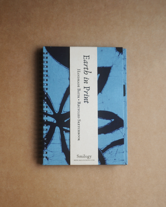 Earth in Print – Handmade Blue-Grey Batik Sketchbook | Recycled Paper