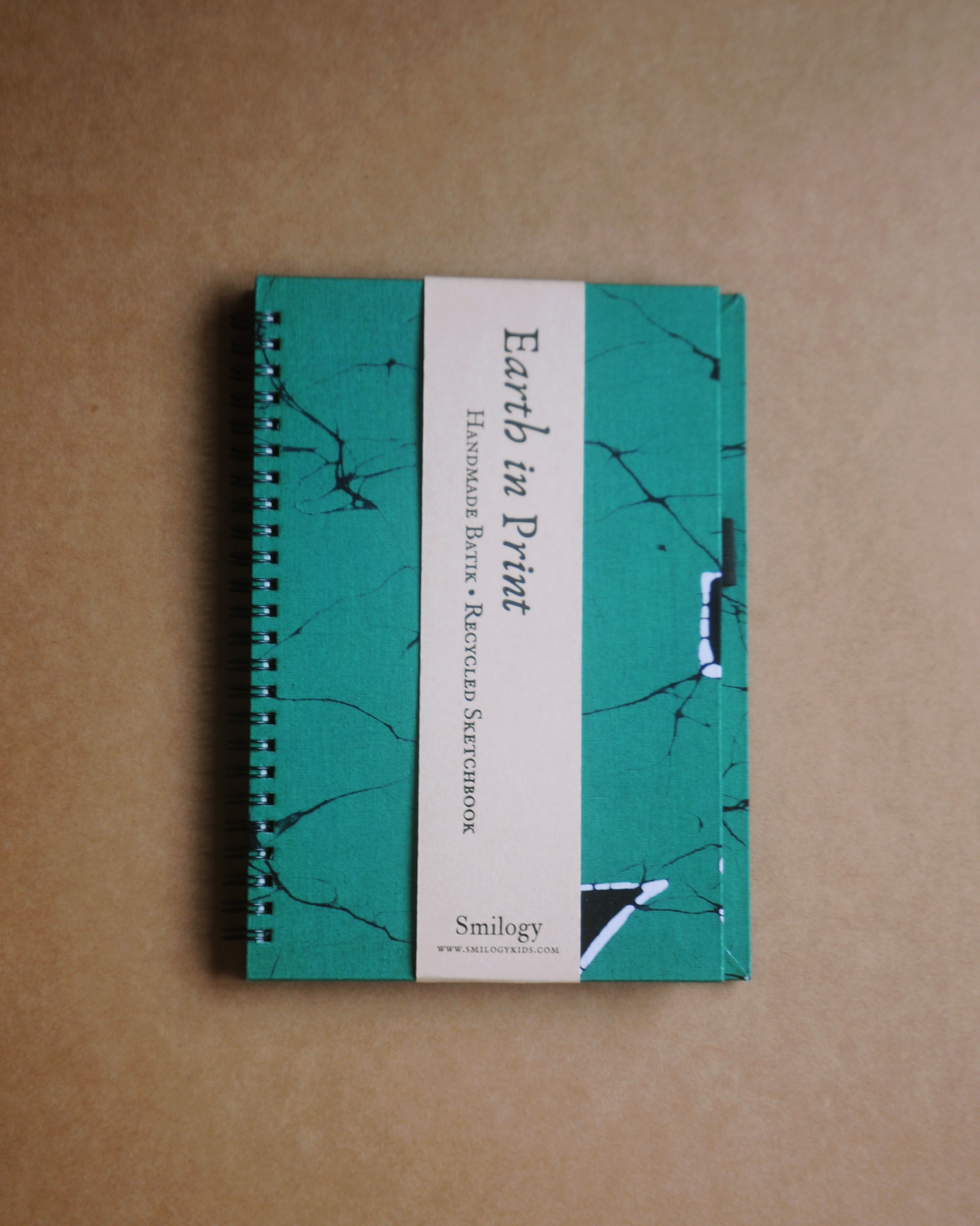 Earth in Print – Handmade Emerald Green Batik Sketchbook | Recycled Paper