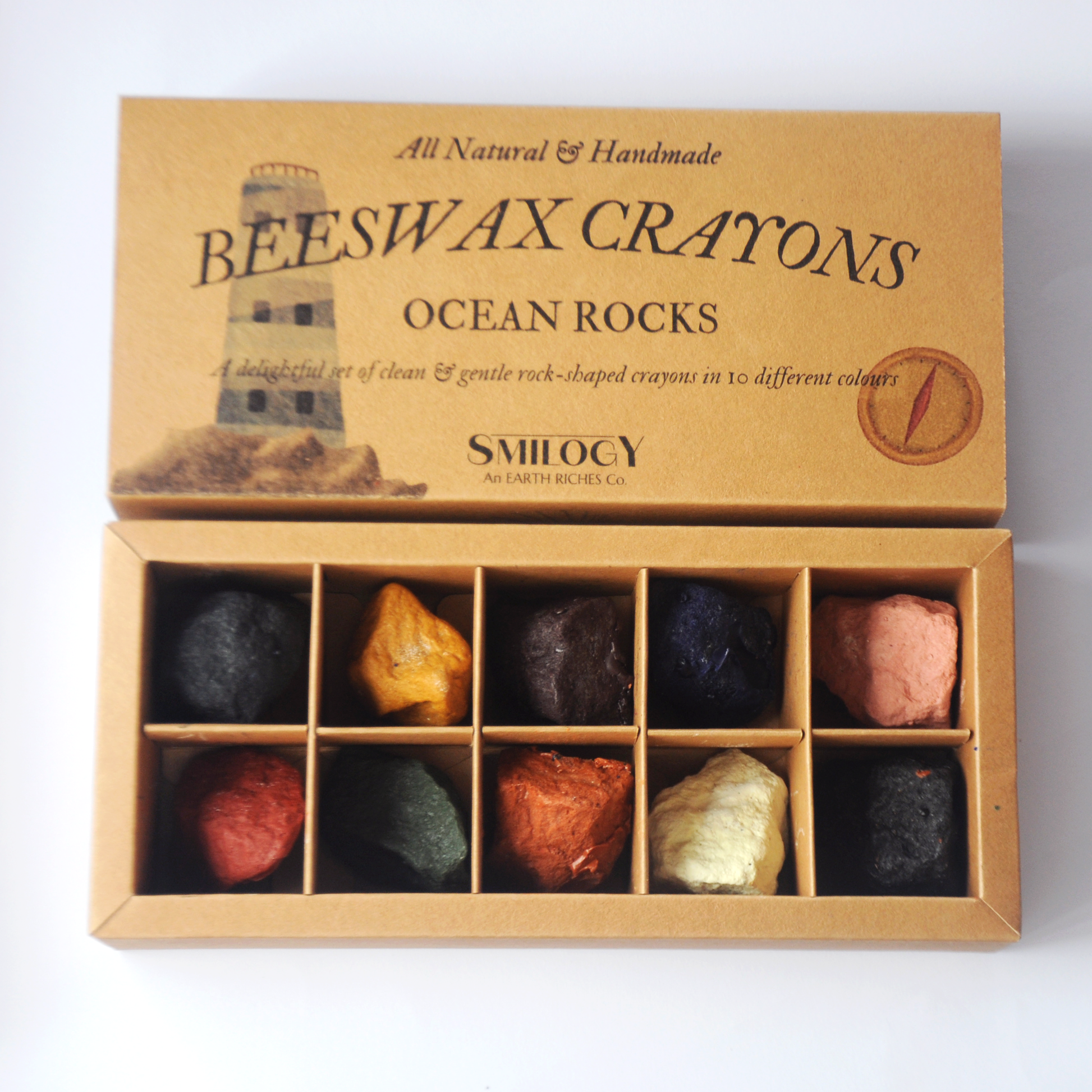10-Piece Textured Organic Beeswax Ocean Rock Crayons