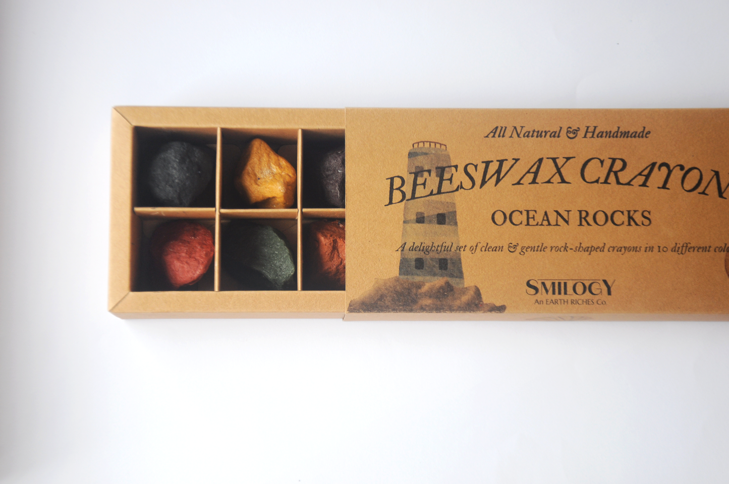 beeswax natural nontoxic crayons rocks ocean for kids half box open