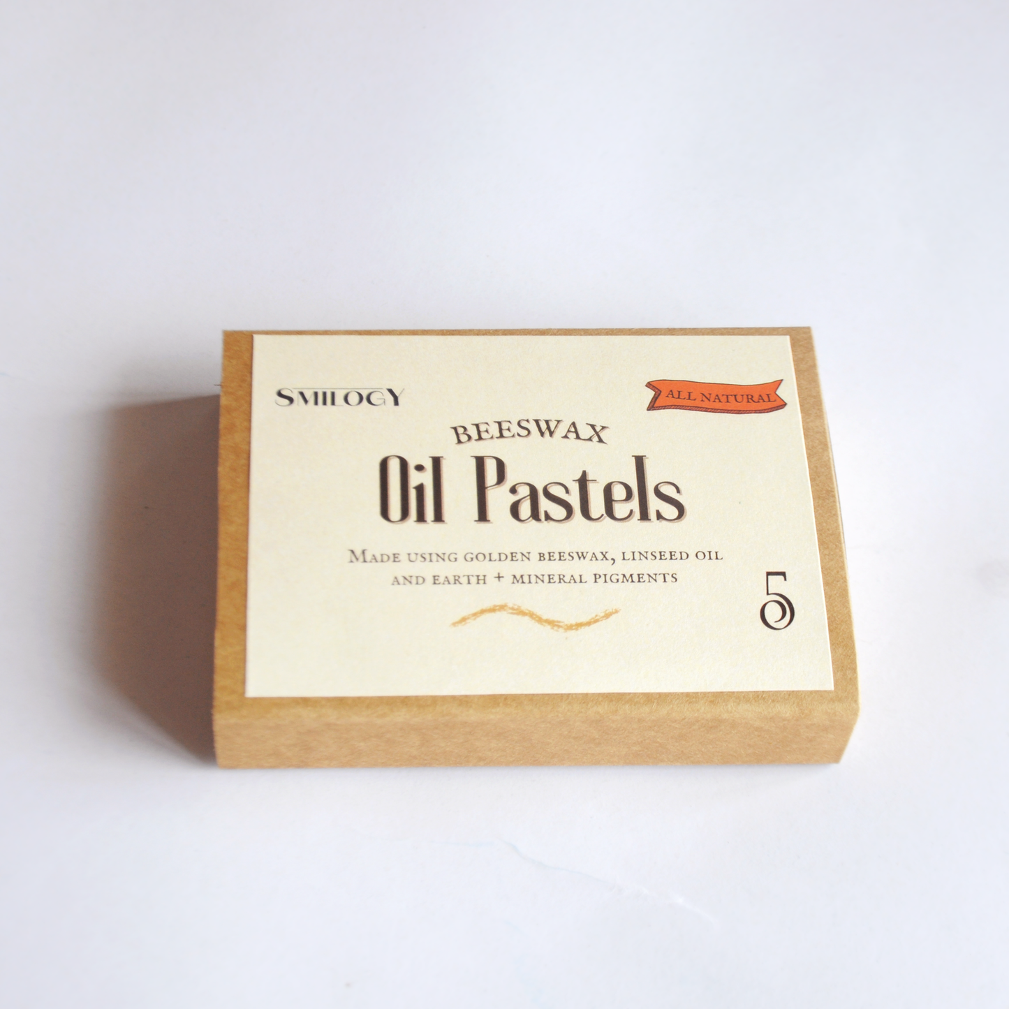 set of 5 all natural beeswax oil pastels for toddlers and big kids. oil pastel box front side