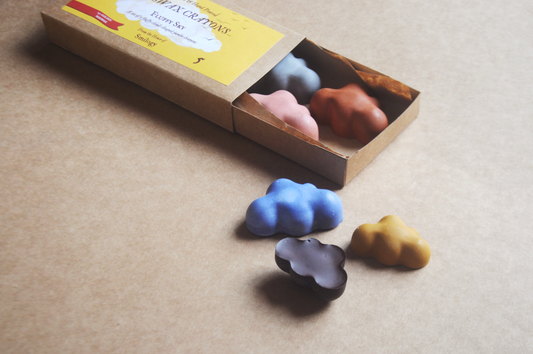 All-Natural & Non-Toxic Fluffy Cloud-Shaped Jumbo Beeswax Crayons – Set of 5