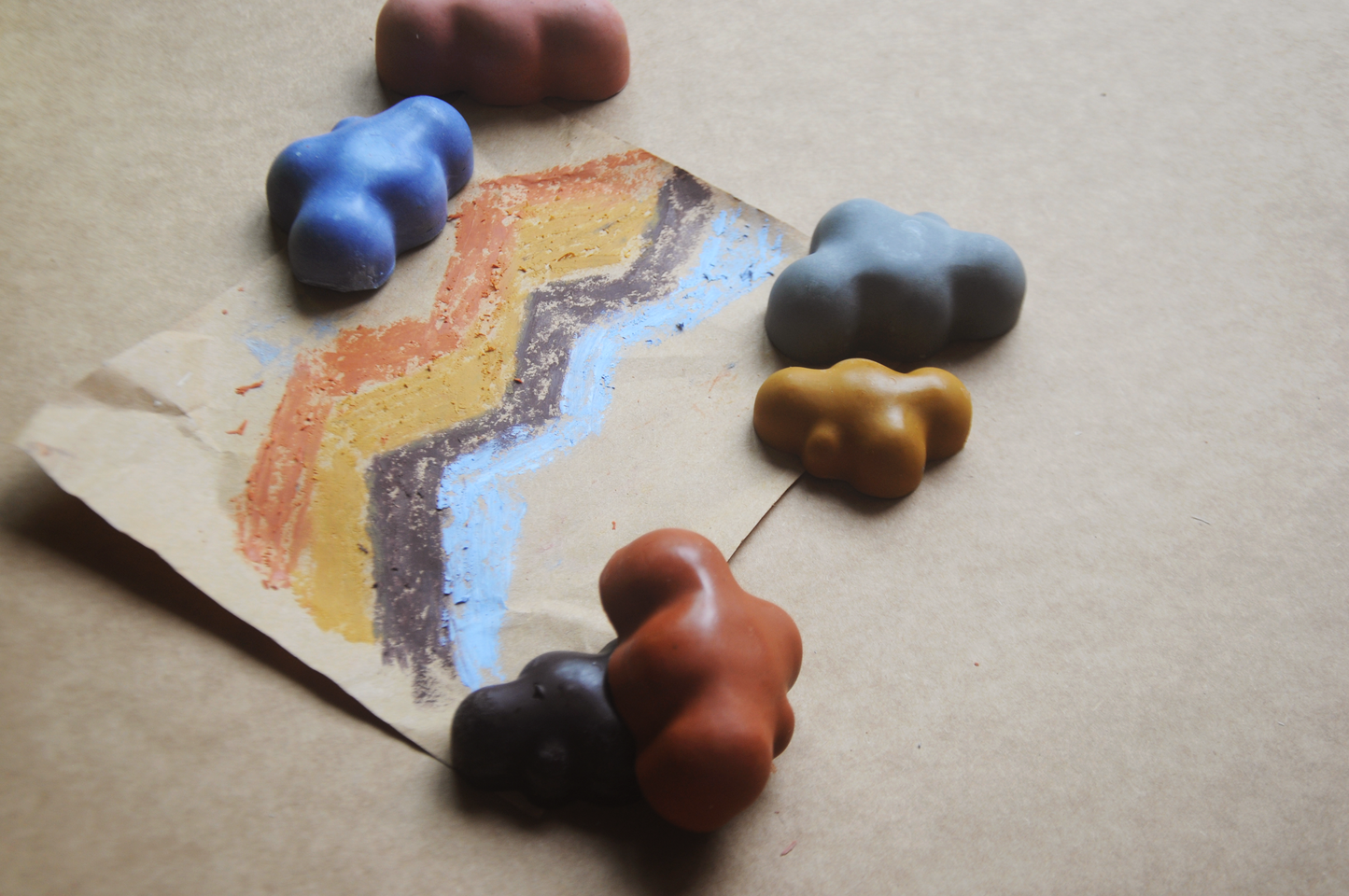 All-Natural & Non-Toxic Fluffy Cloud-Shaped Jumbo Beeswax Crayons – Set of 5