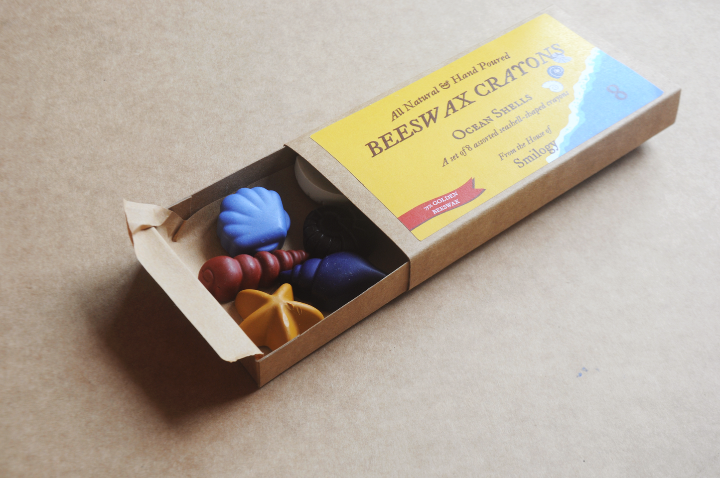 Ocean Shells 8 Natural Beeswax Seashell Crayons