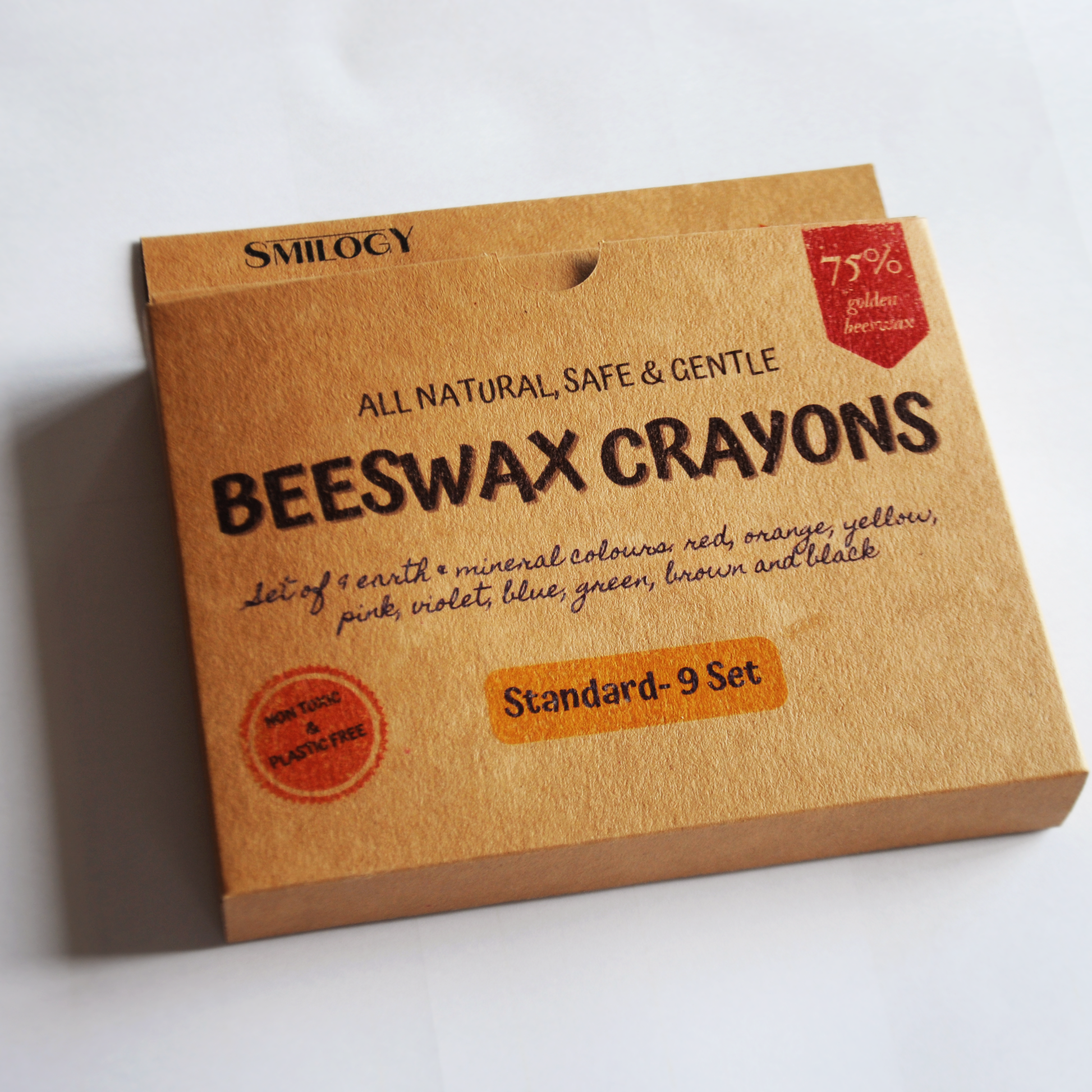 Standard Beeswax Crayon Set of 9 All Natural closed box front